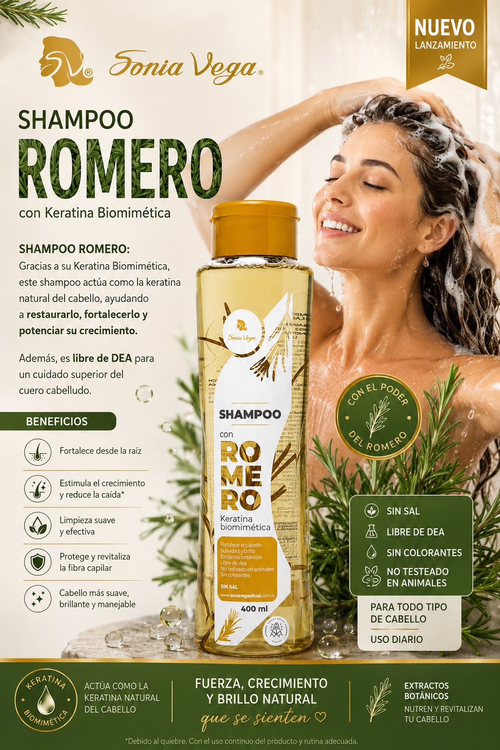 Champú de Romero con Queratina Biomimética