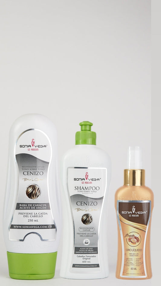 Matizante cenizo + Shampoo cenizo obsequiamos un aceite de Argan